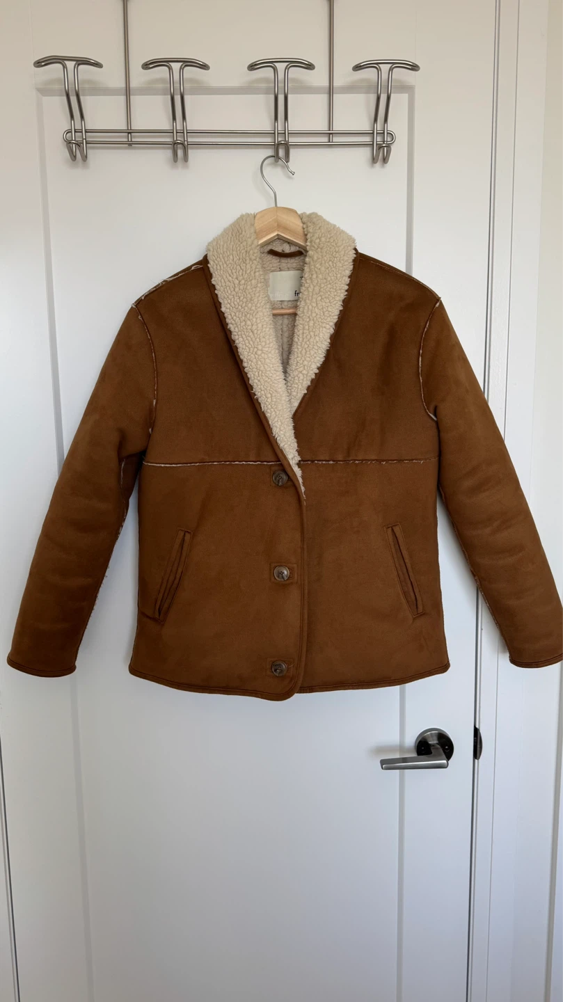 Wilfred Free Sherpa-Lined Faux Suede Jacket