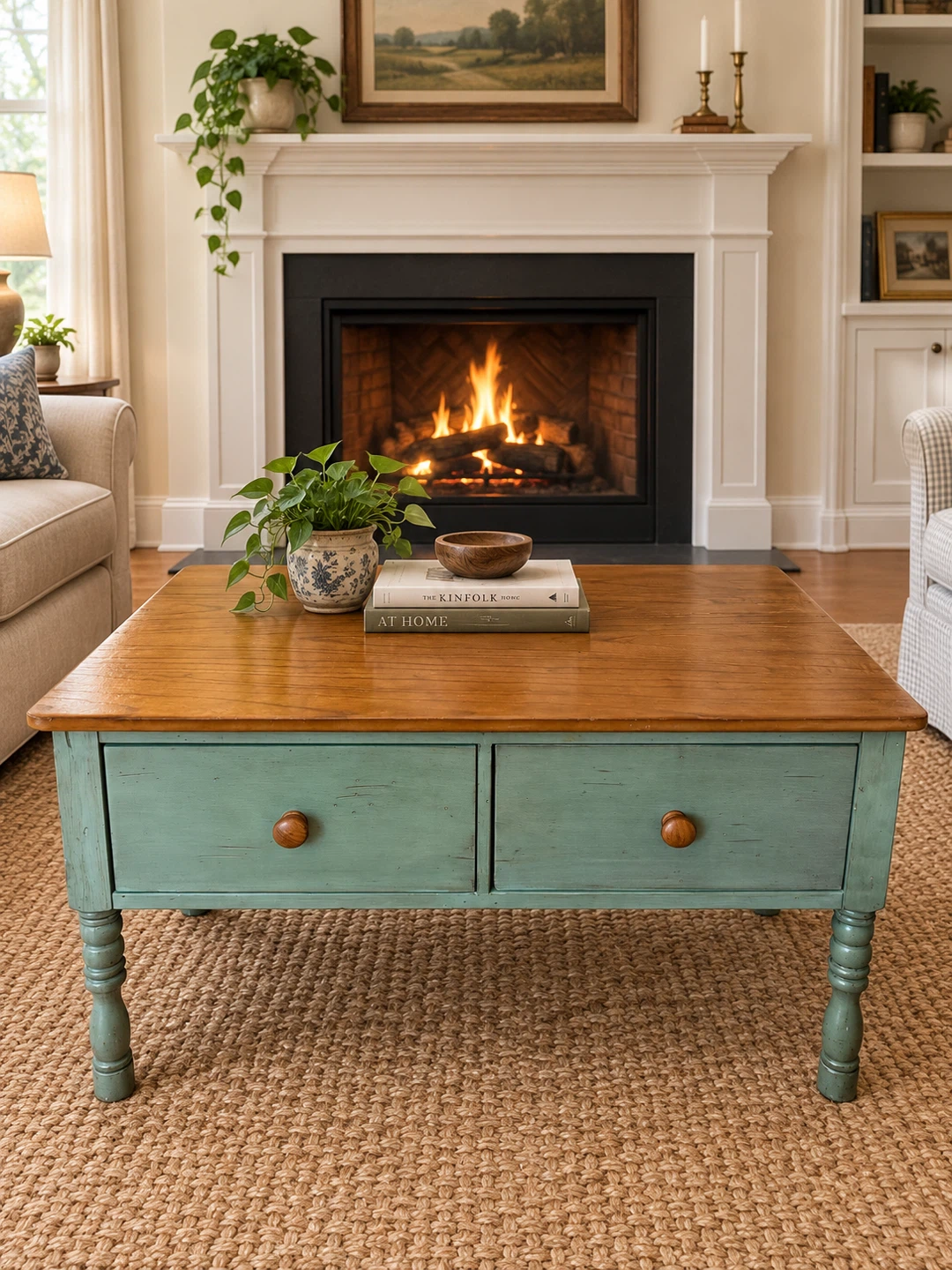 Pier 1 Two-Drawer Solid Wood Coffee Table