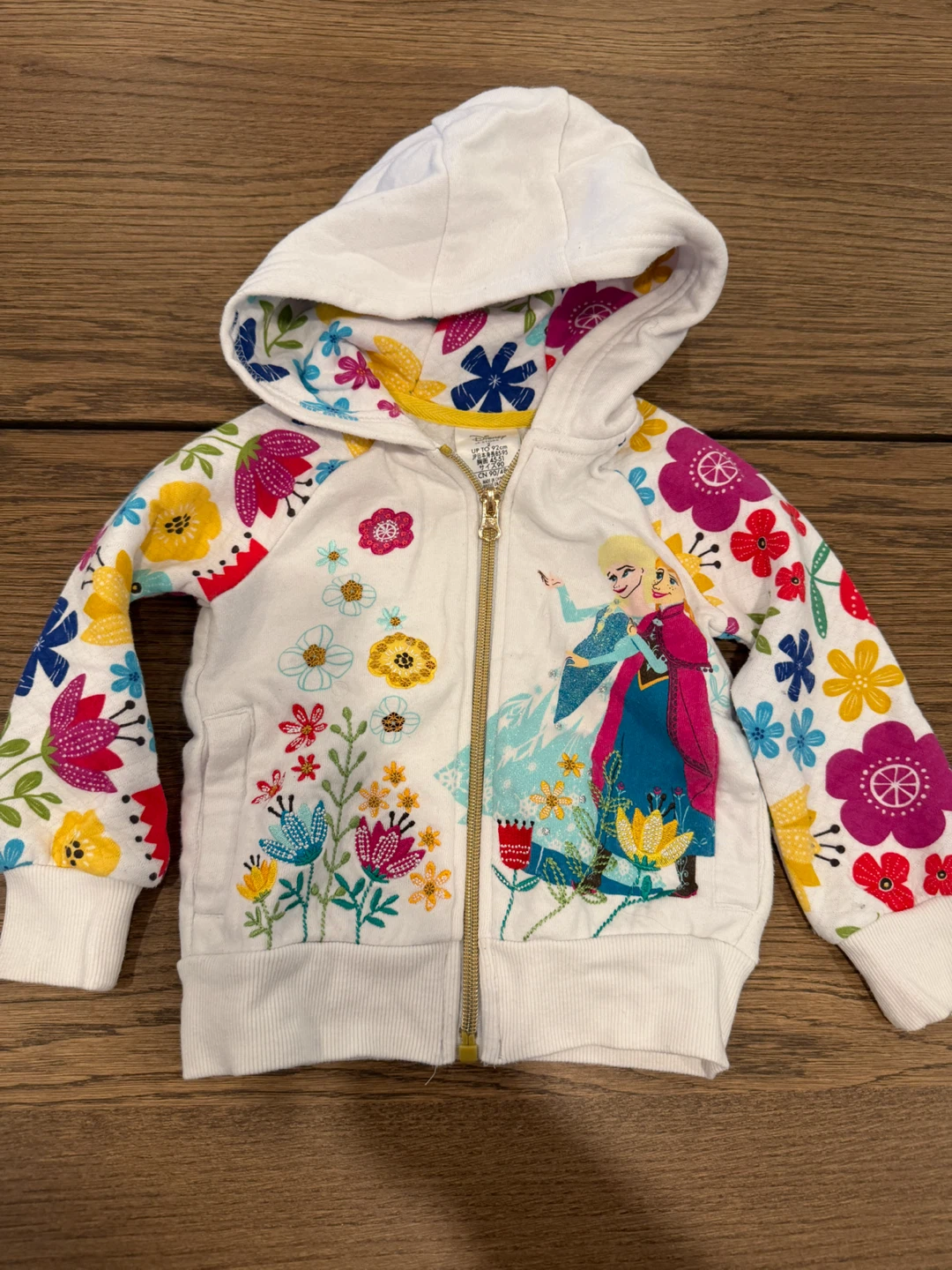 Disney Store Frozen Floral Hoodie, Size 2