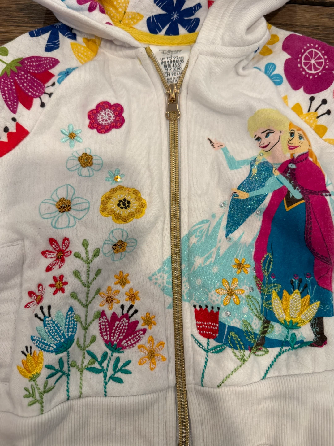 Disney Store Frozen Floral Hoodie, Size 2 - photo 2