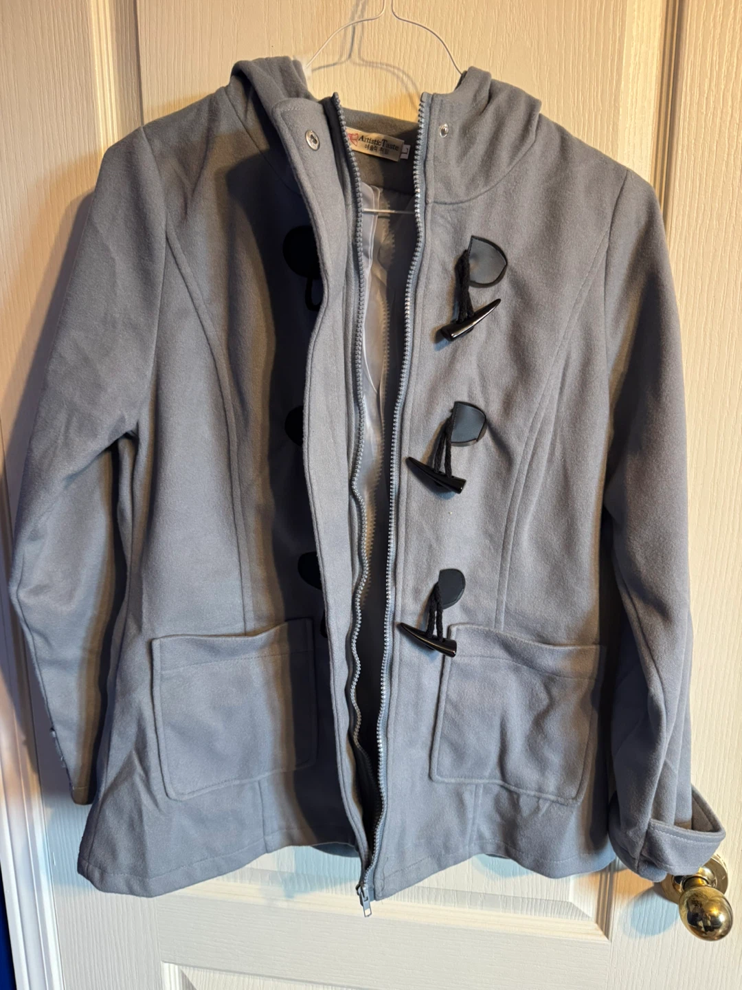 ArtisticTaste Grey Hooded Duffle Coat - photo 3