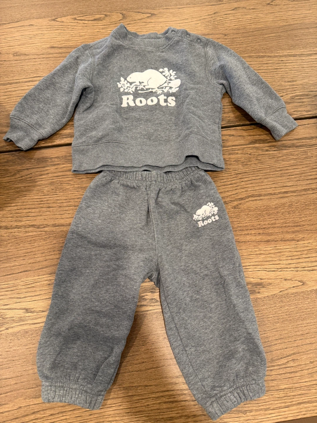 Roots Baby Grey Fleece Sweatshirt and Pants Set