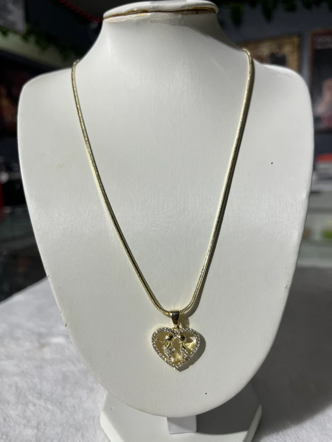 Gold-tone heart and Chanel-style logo pendant necklace - photo 2
