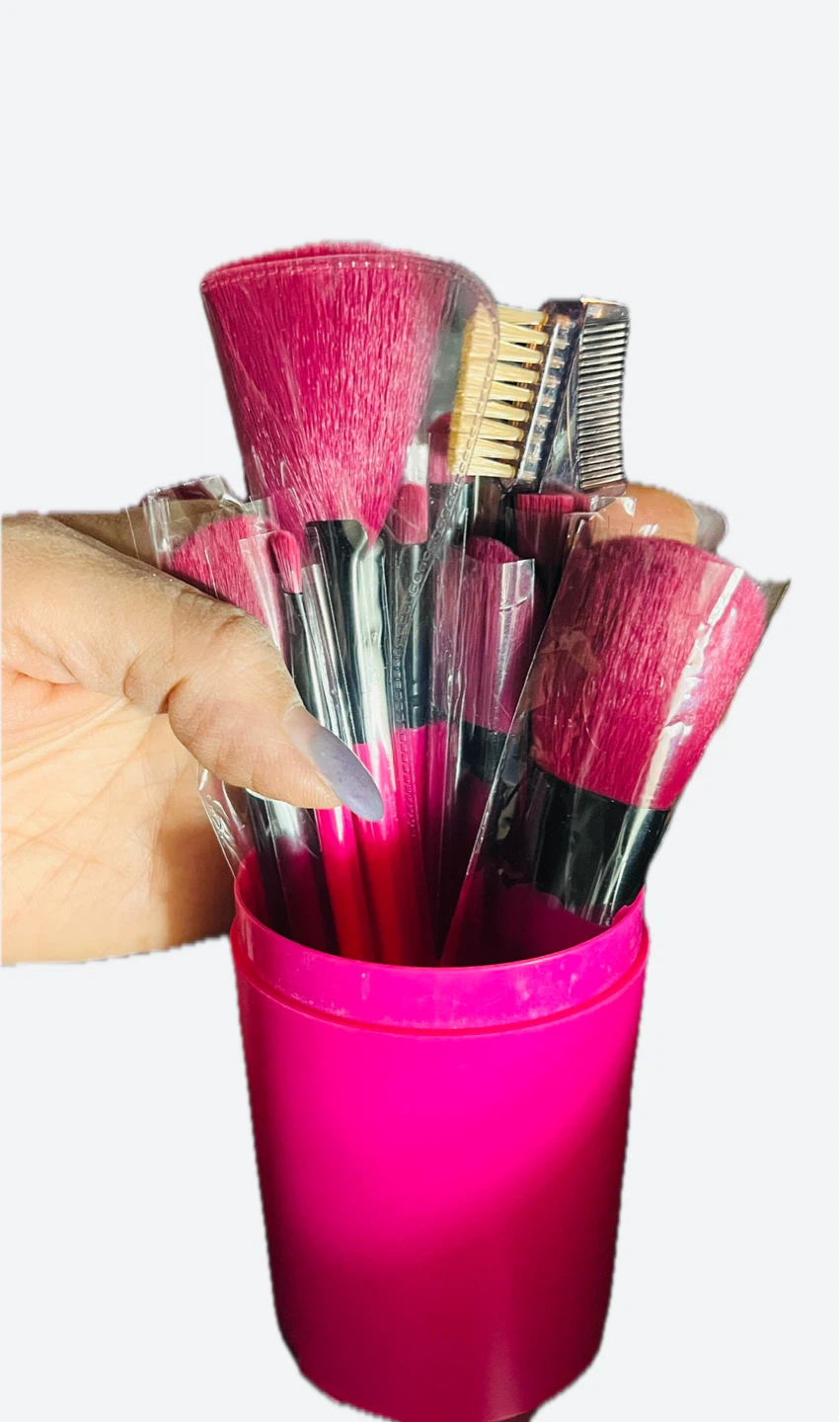 Rose Pink Makeup Brush Set with Case