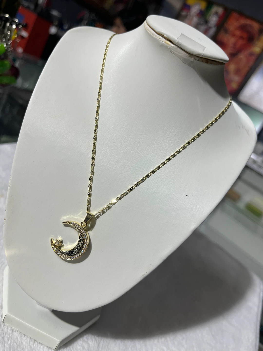 Gold-Tone Moon and Star Pendant Necklace - photo 2