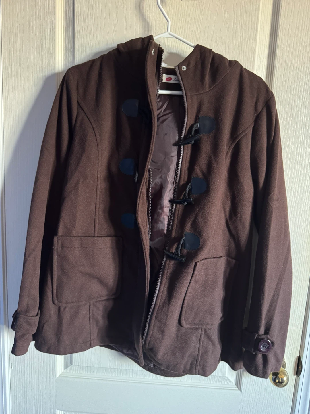 Brown Hooded Toggle Coat Size L - photo 3
