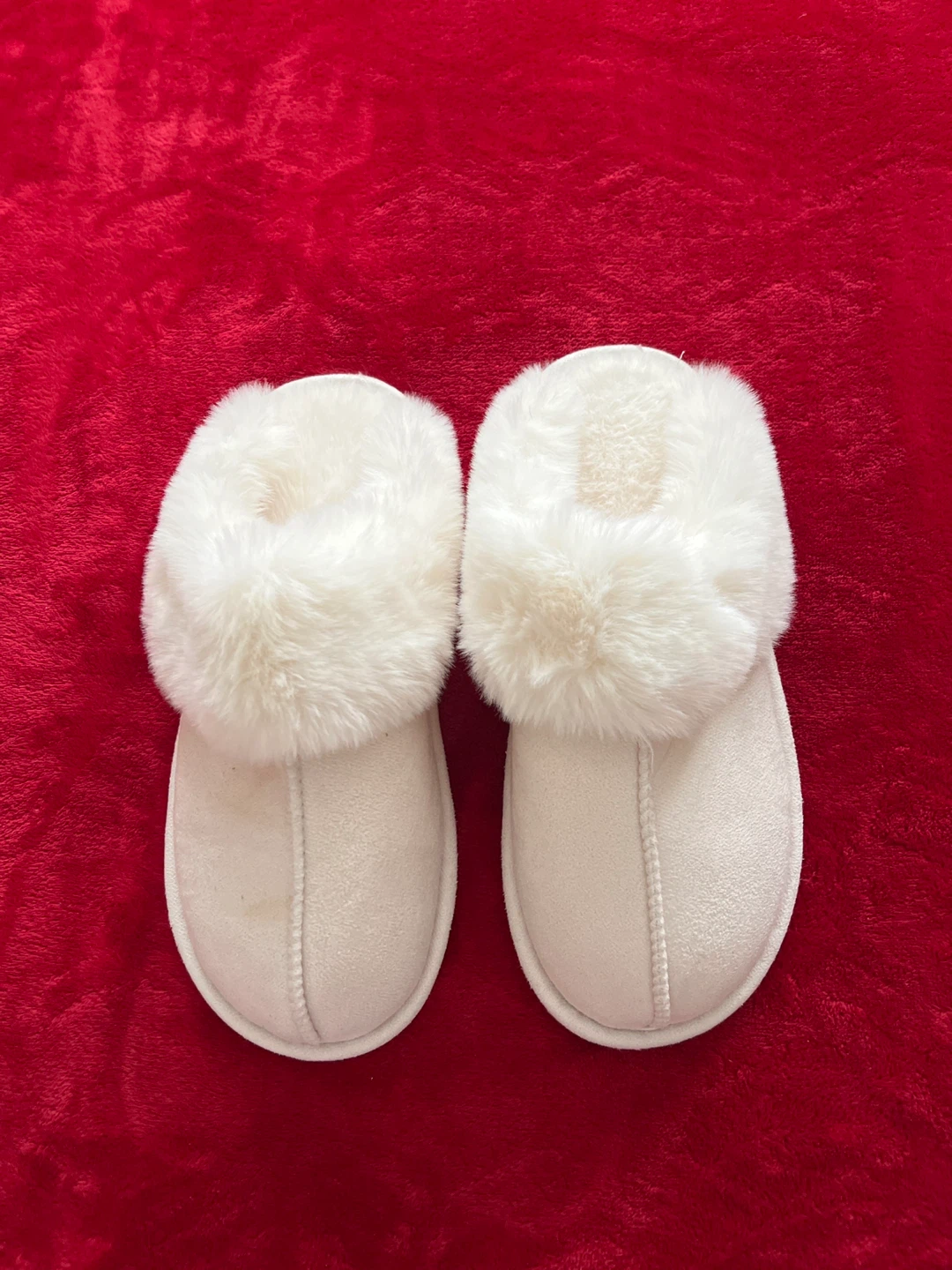 White Faux Fur Slippers