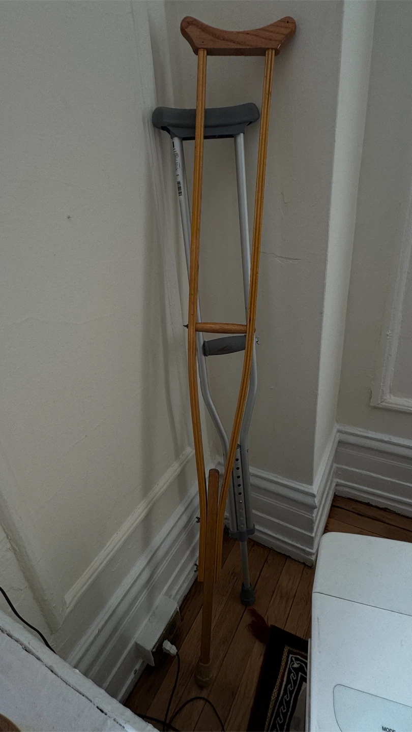 2. Adjustable Wooden Underarm Crutches