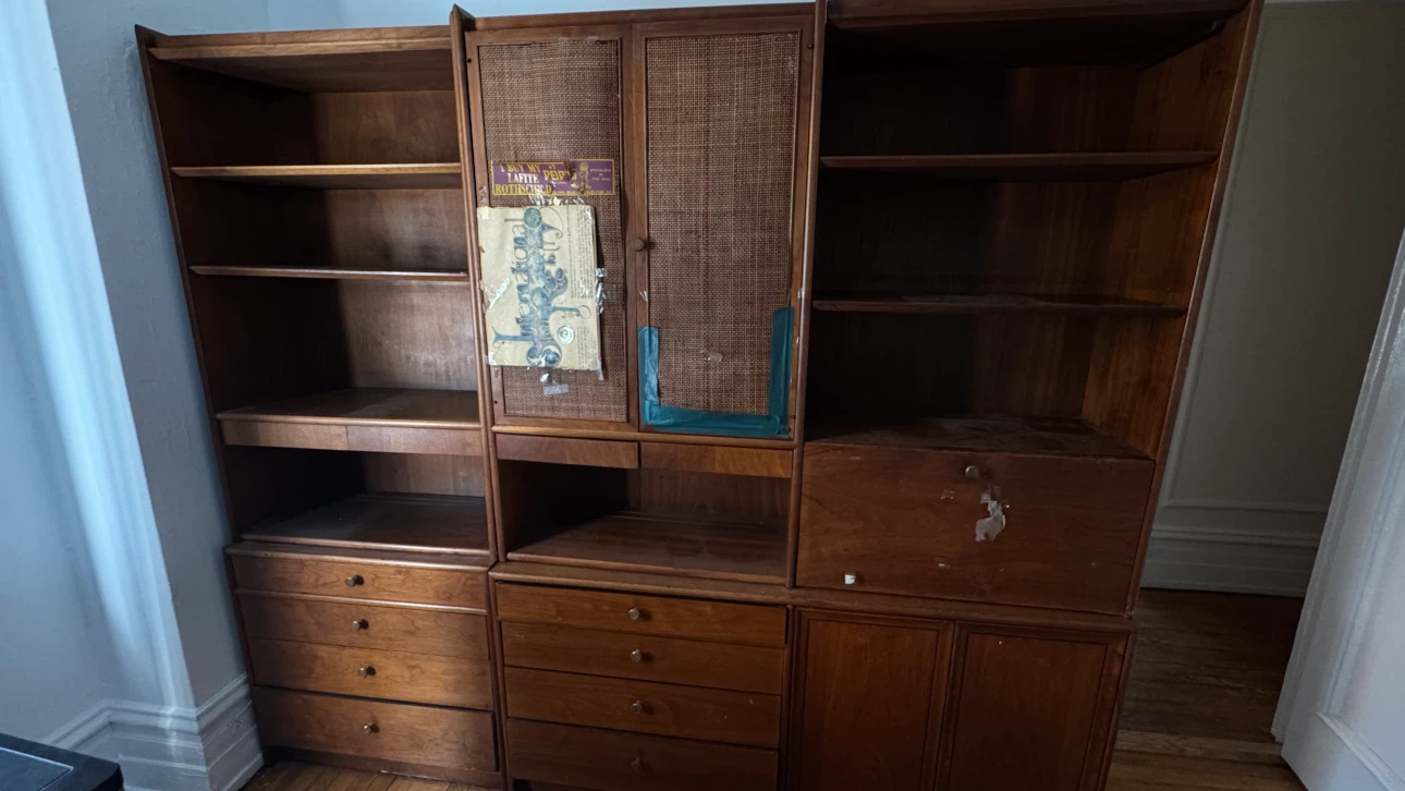 Large Wooden Wall Unit with Storage