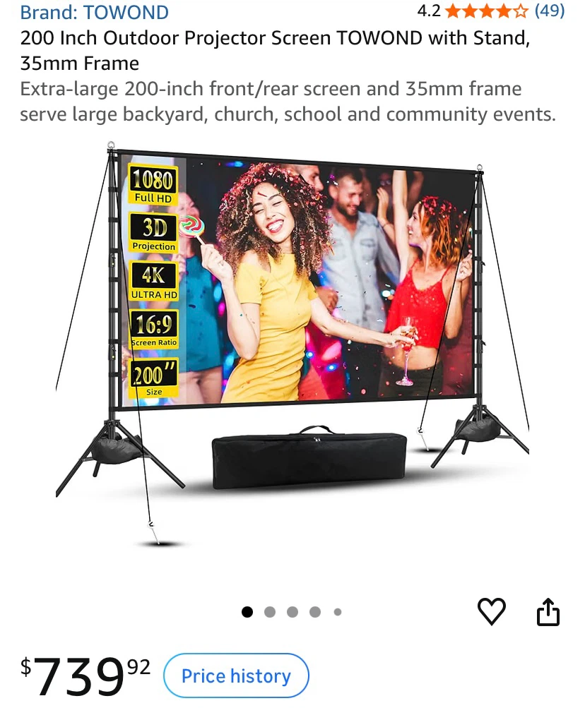New 200 Inch Outdoor Projector Screen TOWOND with Stand
