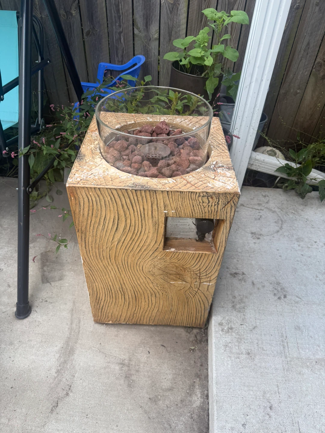 Wood-Look Gas Fire Pit