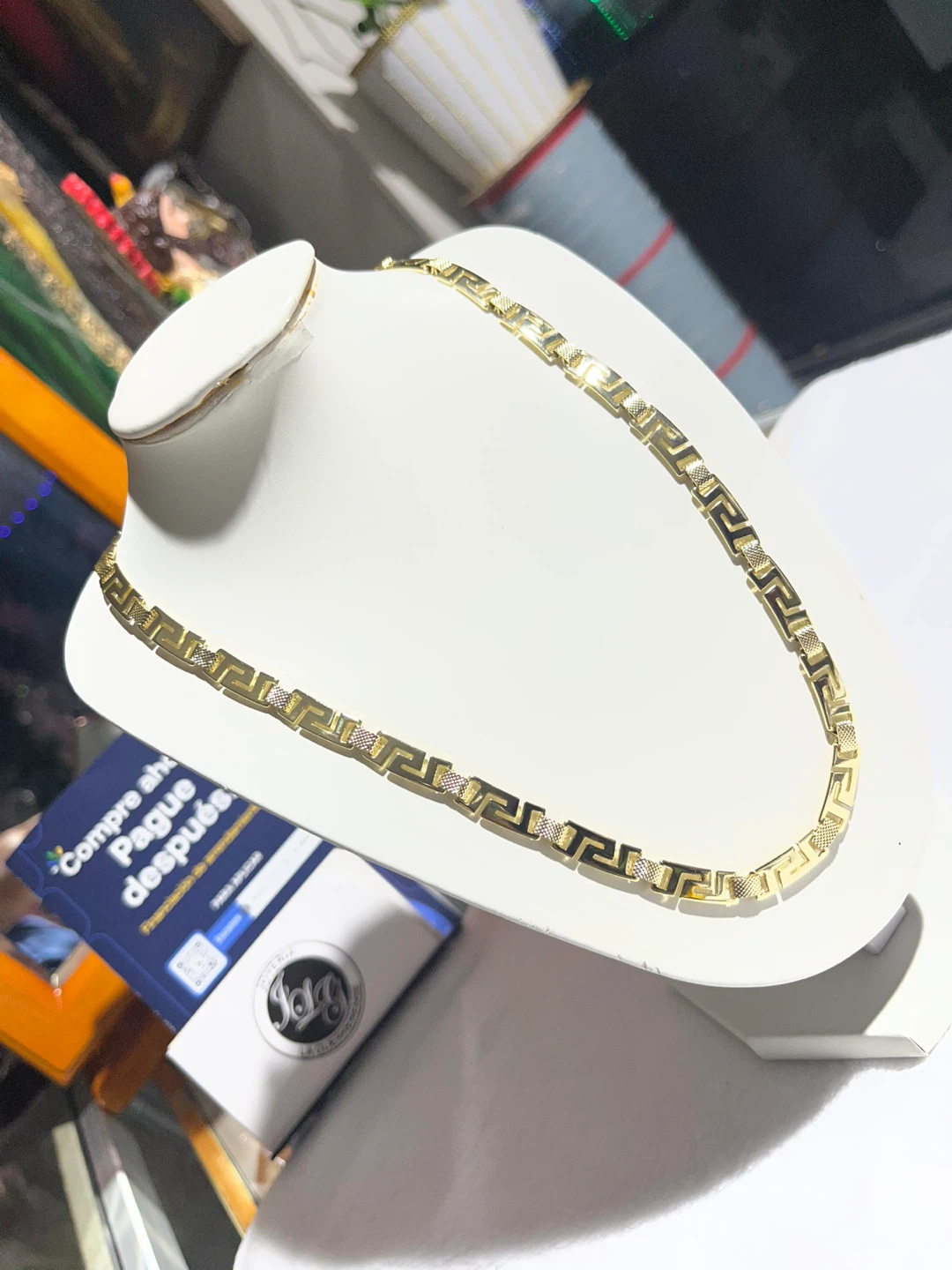 Gold Tone Greek Key Link Necklace - photo 2