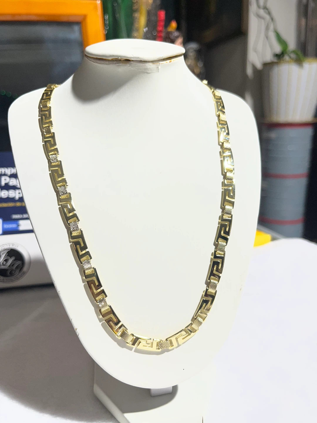 Gold Tone Greek Key Link Necklace - photo 3