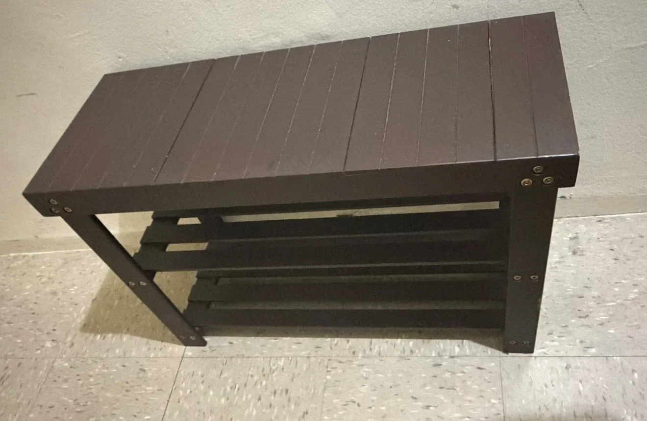 Dark Brown Wooden Shoe Bench - photo 2