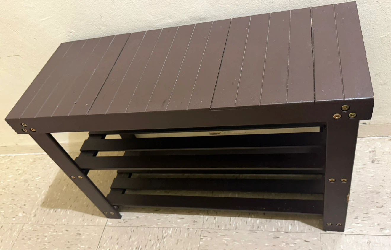 Dark Brown Wooden Shoe Bench - photo 3