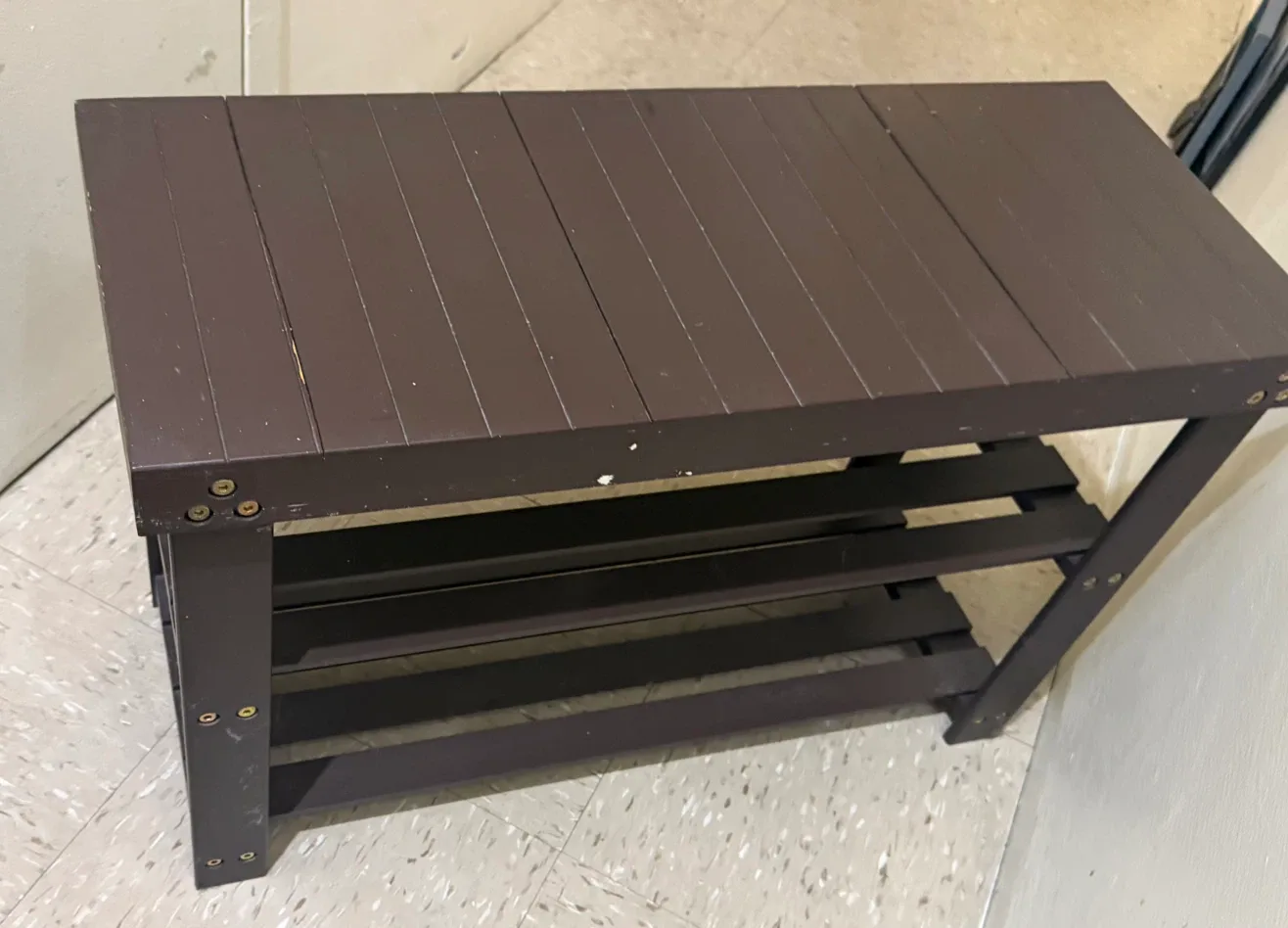 Dark Brown Wooden Shoe Bench - photo 4