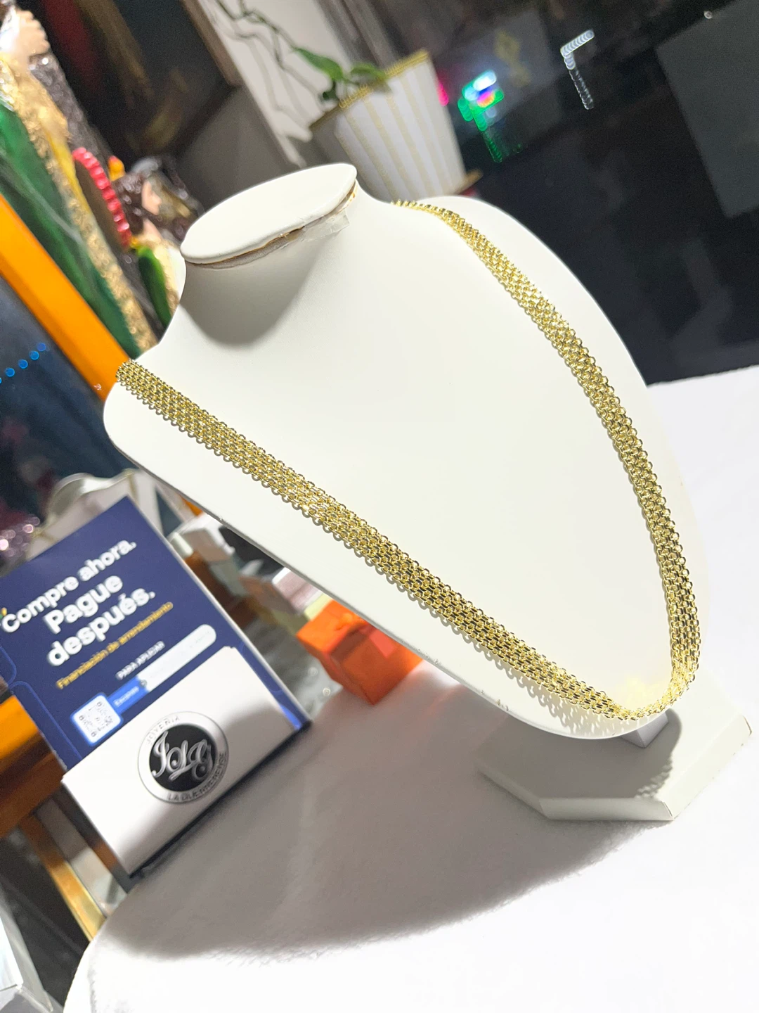 Gold Tone Mesh Chain Necklace - photo 2