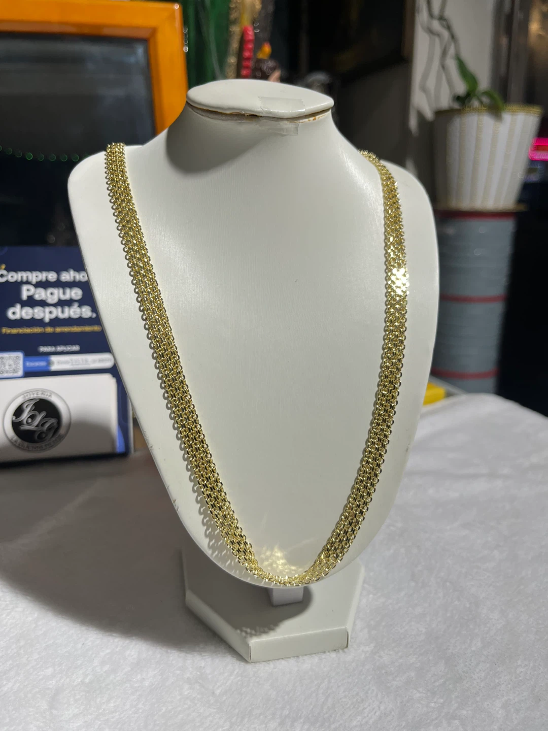 Gold Tone Mesh Chain Necklace - photo 3