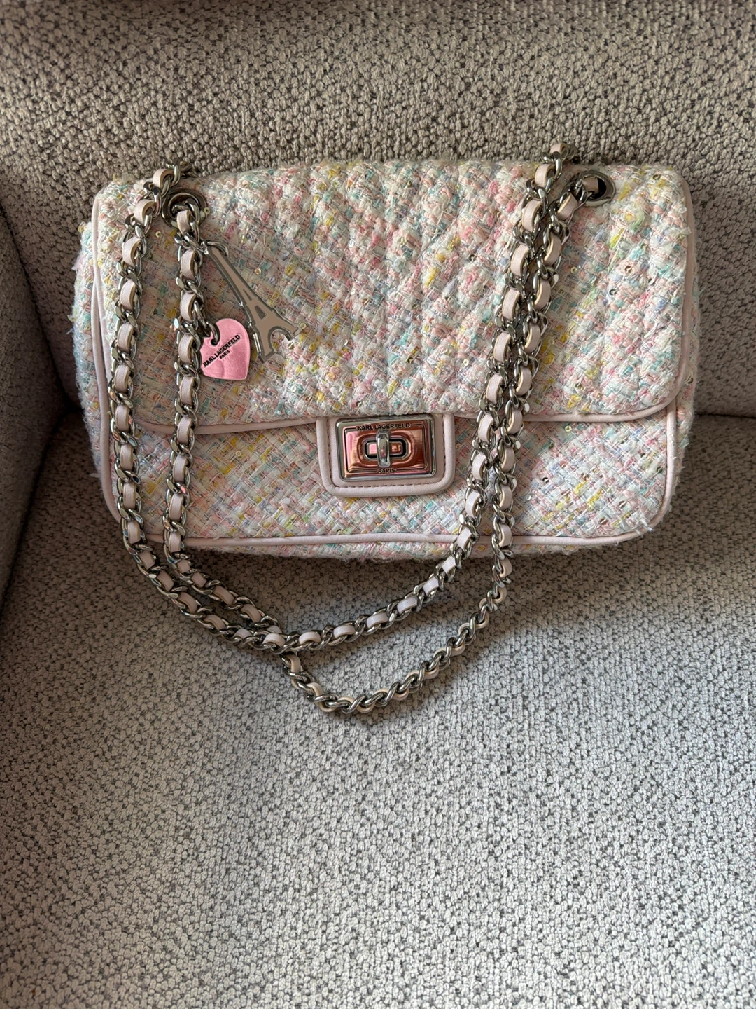 Karl Lagerfeld Multi-Colour Tweed Shoulder Bag