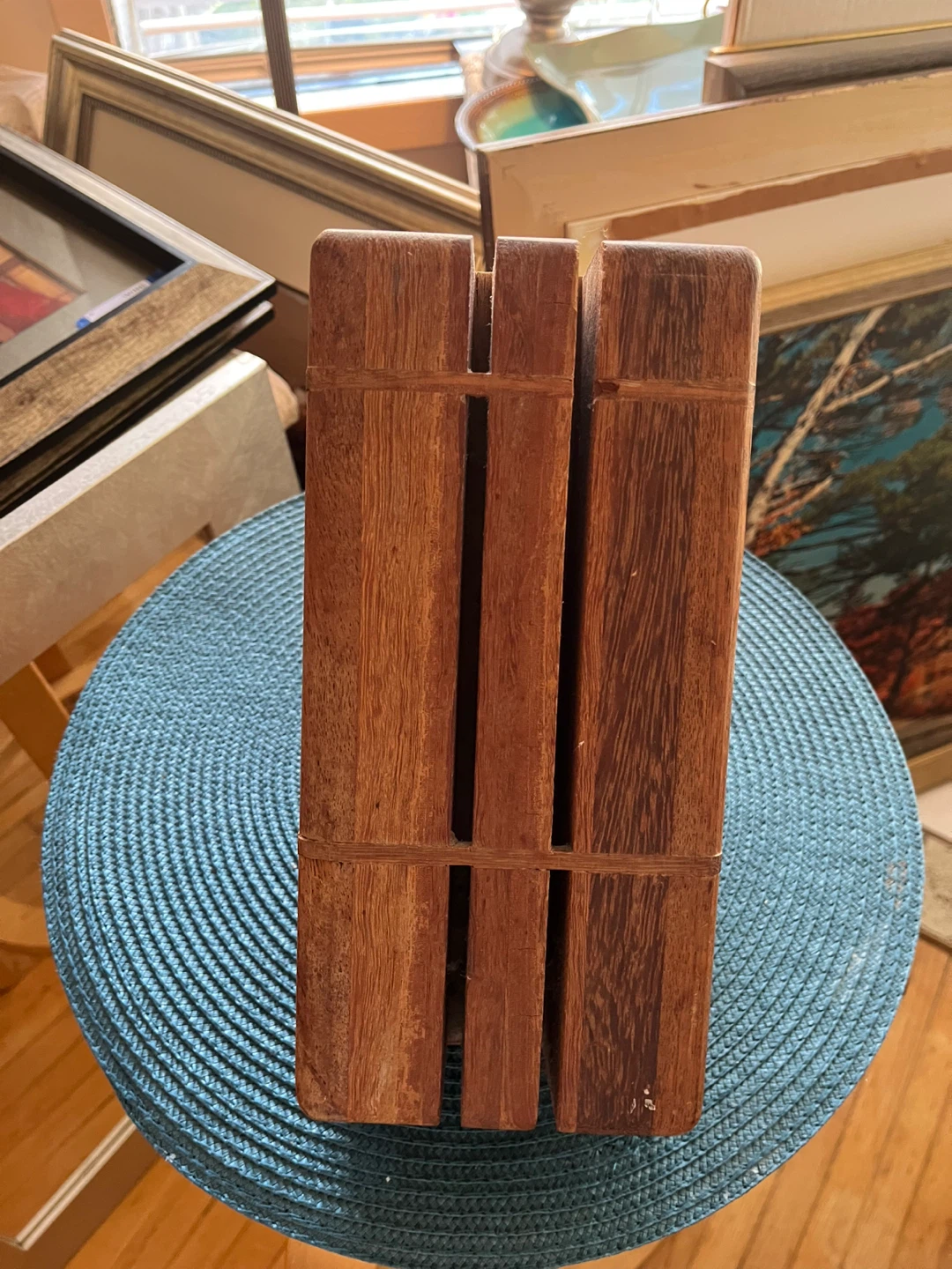 Vintage Mid Century Style Teak Wood Knife Block- 9 Slots