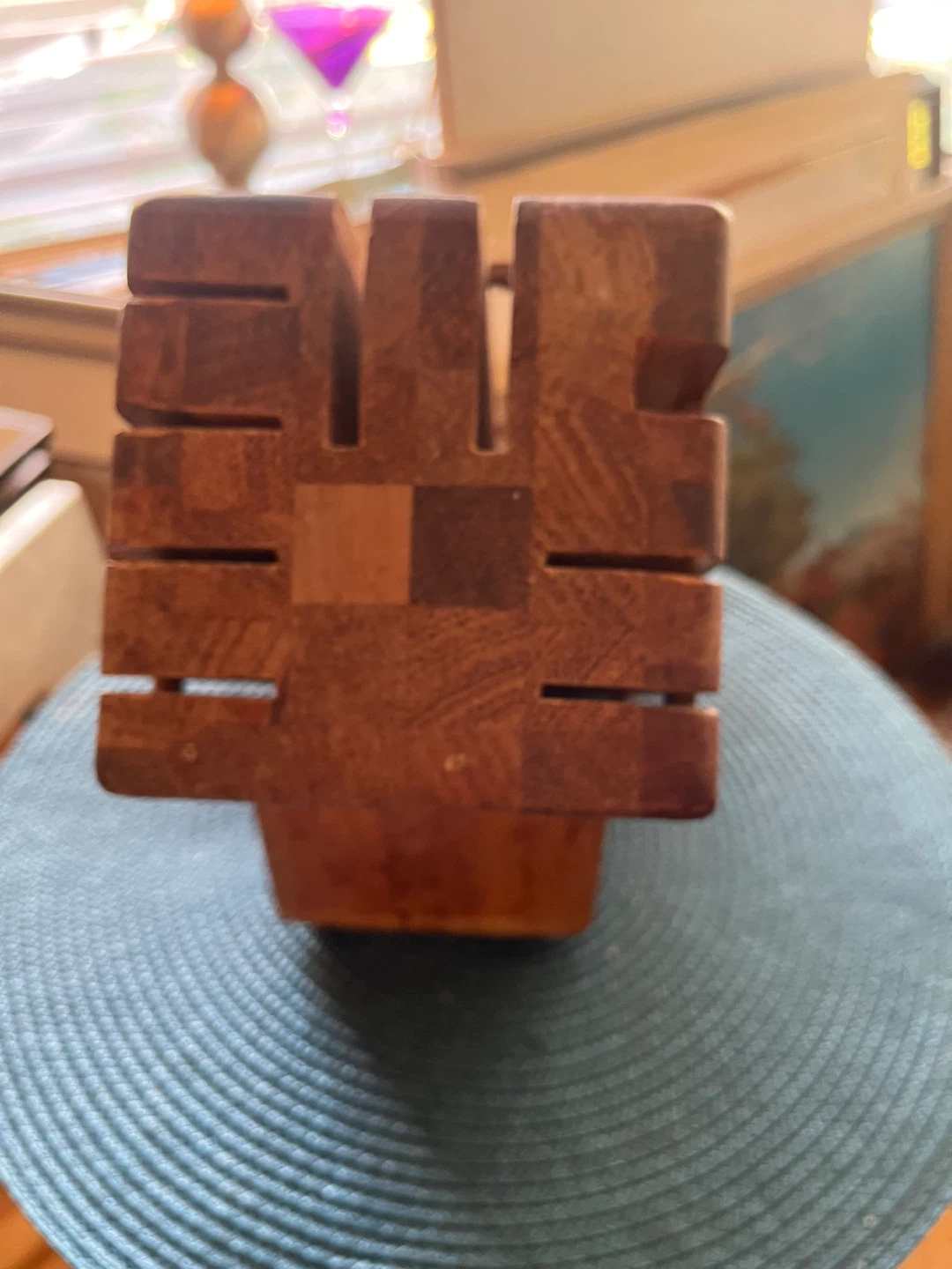 Vintage Mid Century Style Teak Wood Knife Block- 9 Slots - photo 3