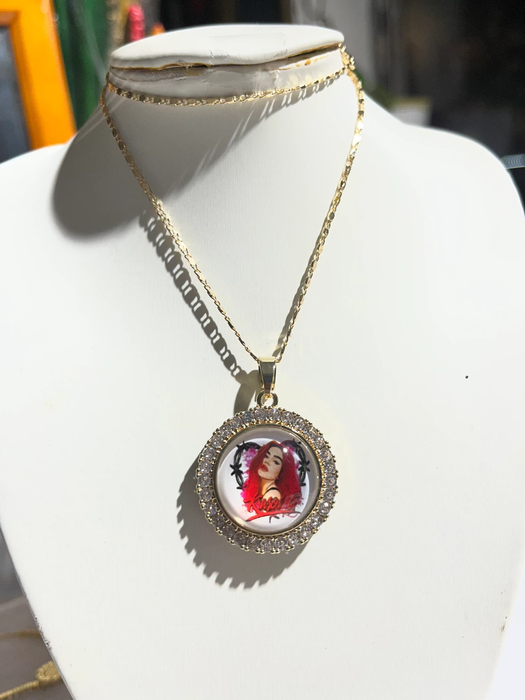 Custom Photo Pendant Necklace and Stud Earrings Set