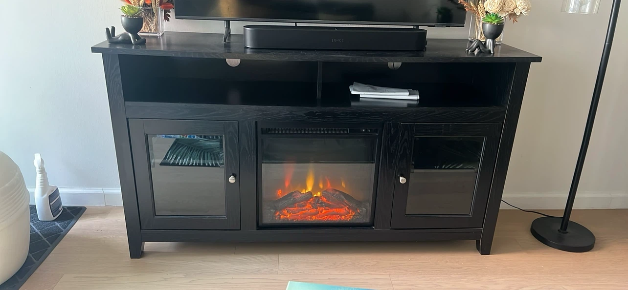 Black Electric Fireplace TV Stand - photo 2