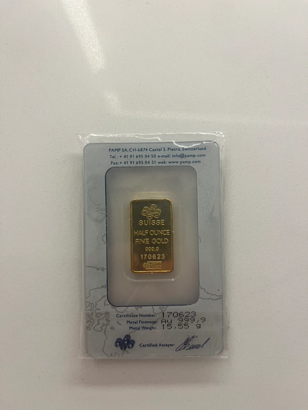 PAMP Suisse 1/2 Ounce Fine Gold Bar - photo 2