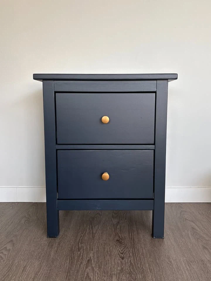 Single Navy Blue Two-Drawer Nightstand - photo 4