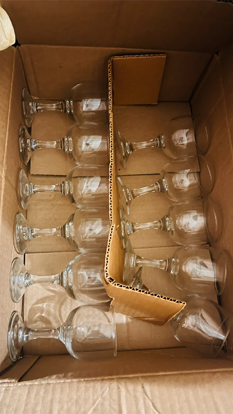 Set of Clear Glass Wine Goblets