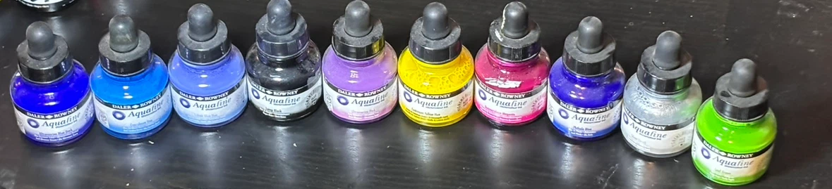 Daler Rowney aquafine watercolour ink,F.W. Acrylic,lot of 39 - photo 2