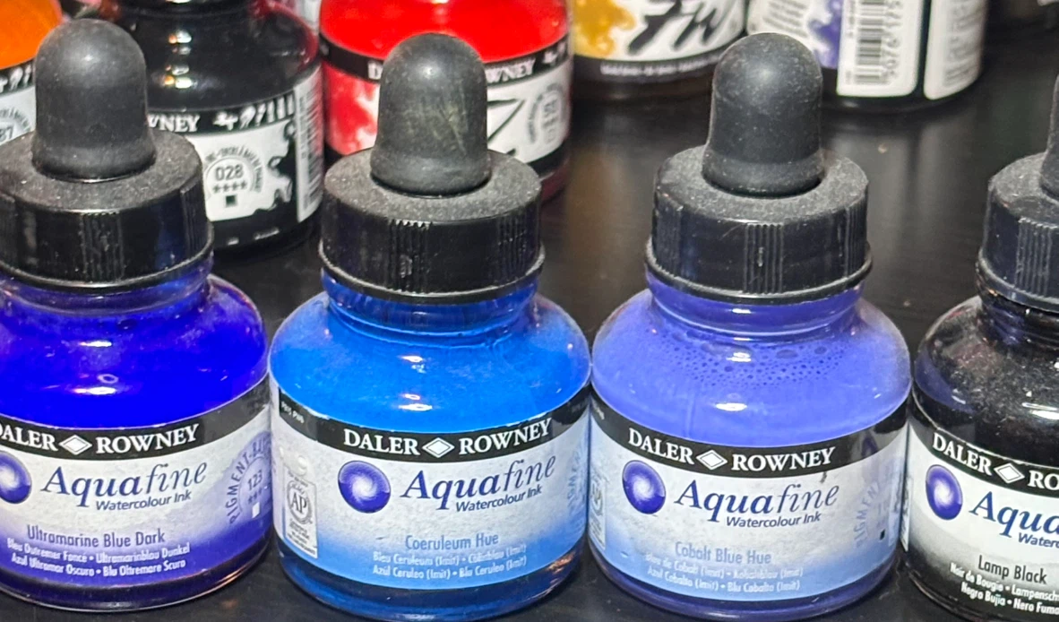Daler Rowney aquafine watercolour ink,F.W. Acrylic,lot of 39 - photo 3