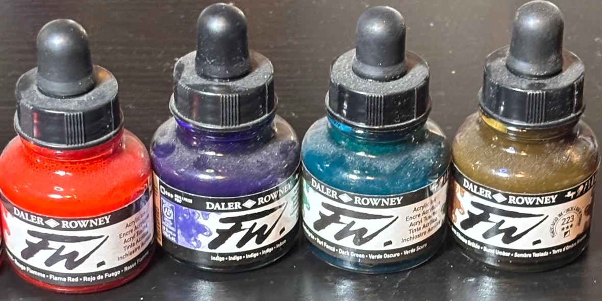 Daler Rowney aquafine watercolour ink,F.W. Acrylic,lot of 39 - photo 5