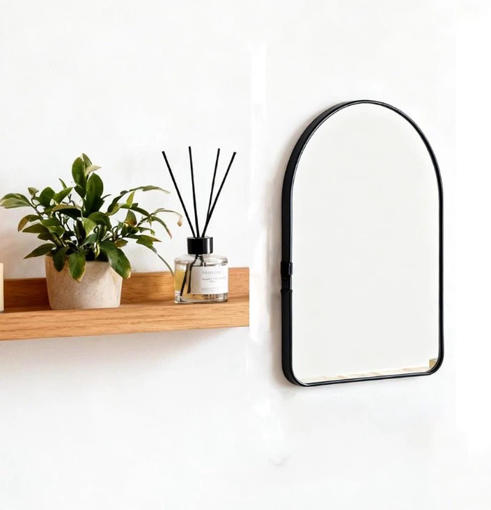 Arched Wall Mirror - Black Frame - photo 2