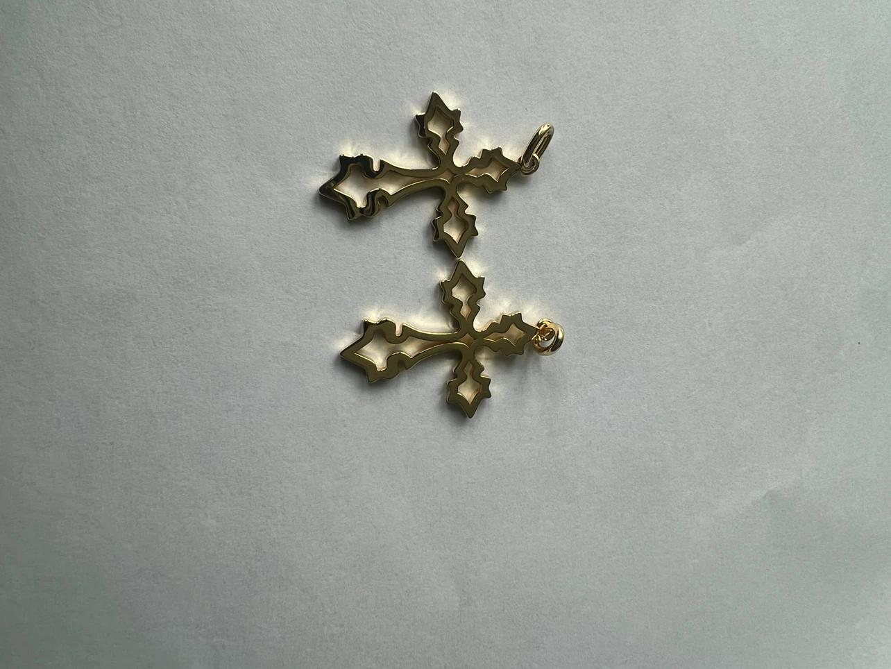 Set of Two Gold-Tone Decorative Cross Pendants