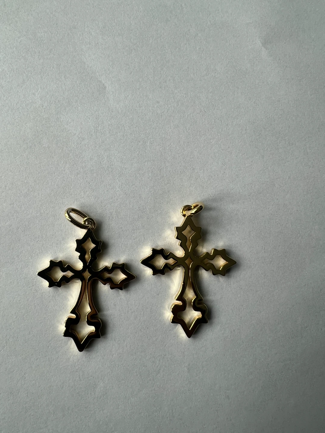 Set of Two Gold-Tone Decorative Cross Pendants - photo 2