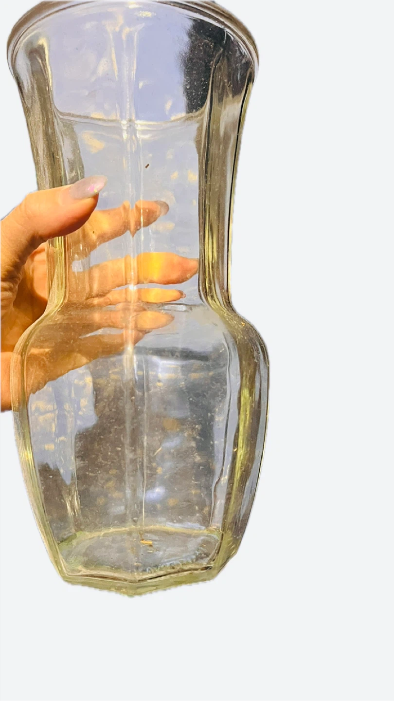 Set of two clear glass vases