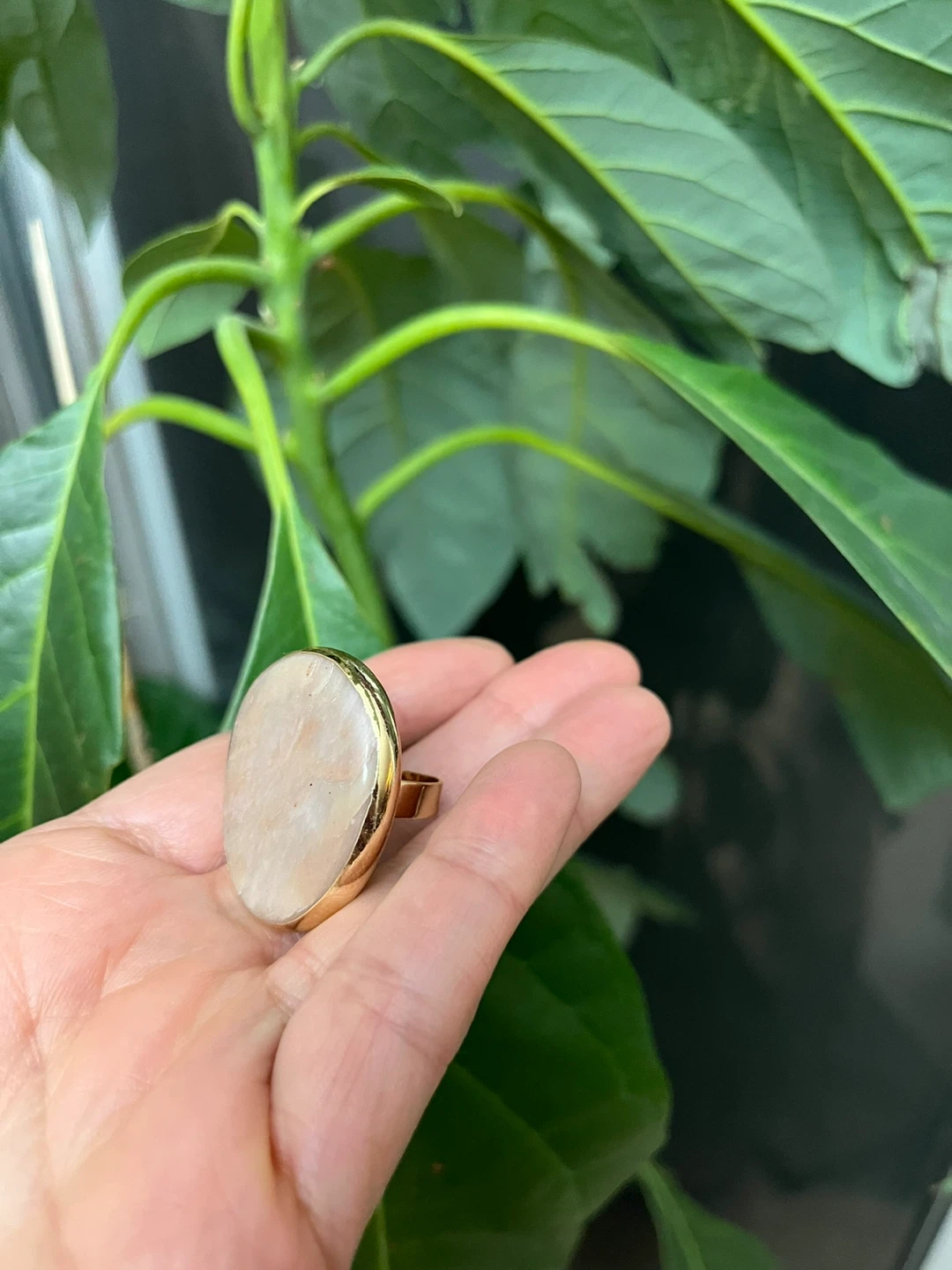 Large natural Stone Statement Ring- Adjustable - photo 3