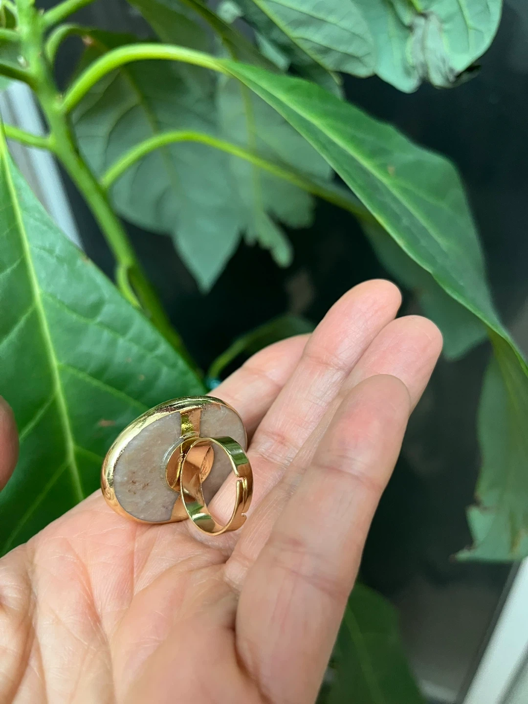 Large natural Stone Statement Ring- Adjustable - photo 5