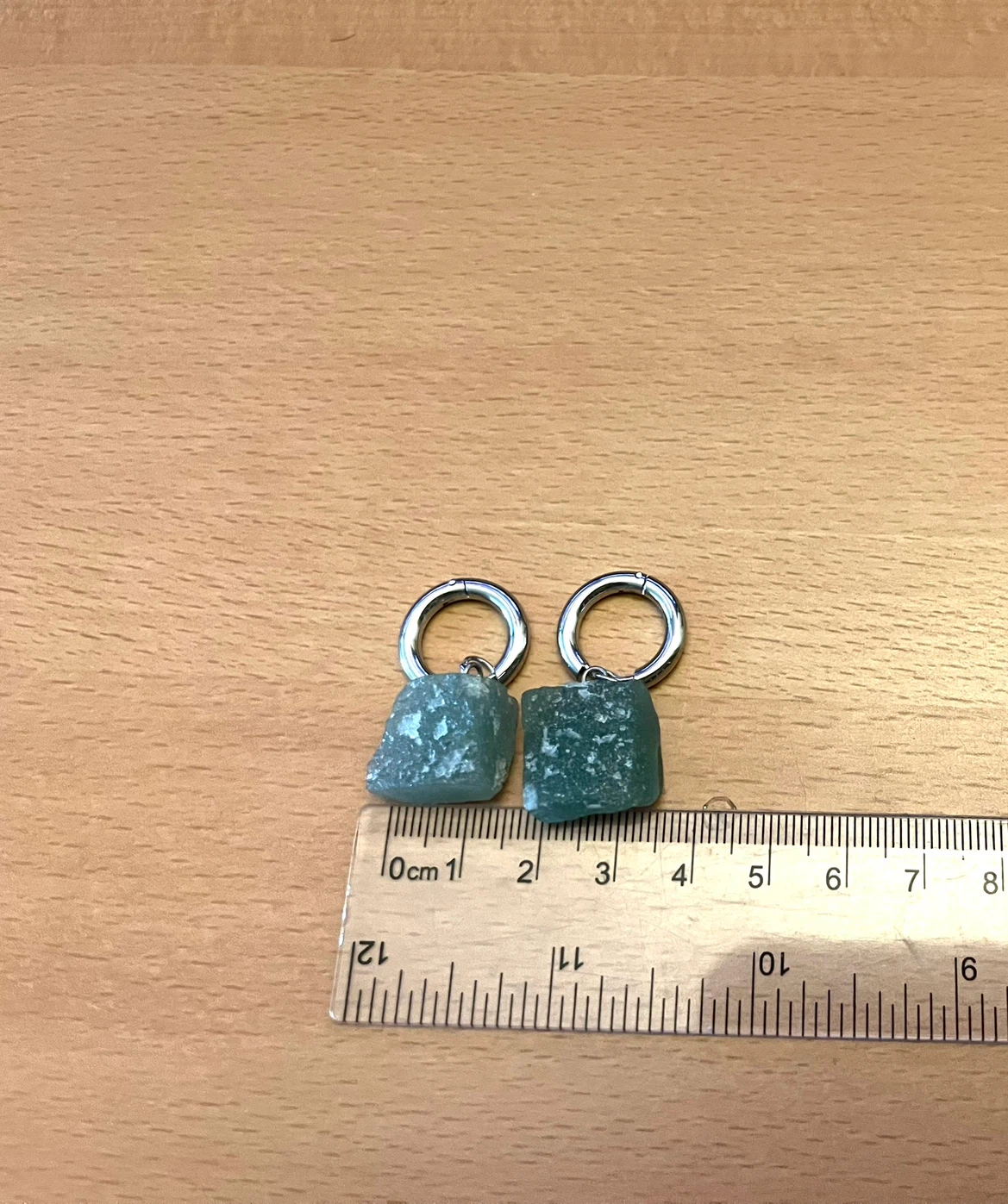 Raw Green Stone Hoop Earrings - photo 5