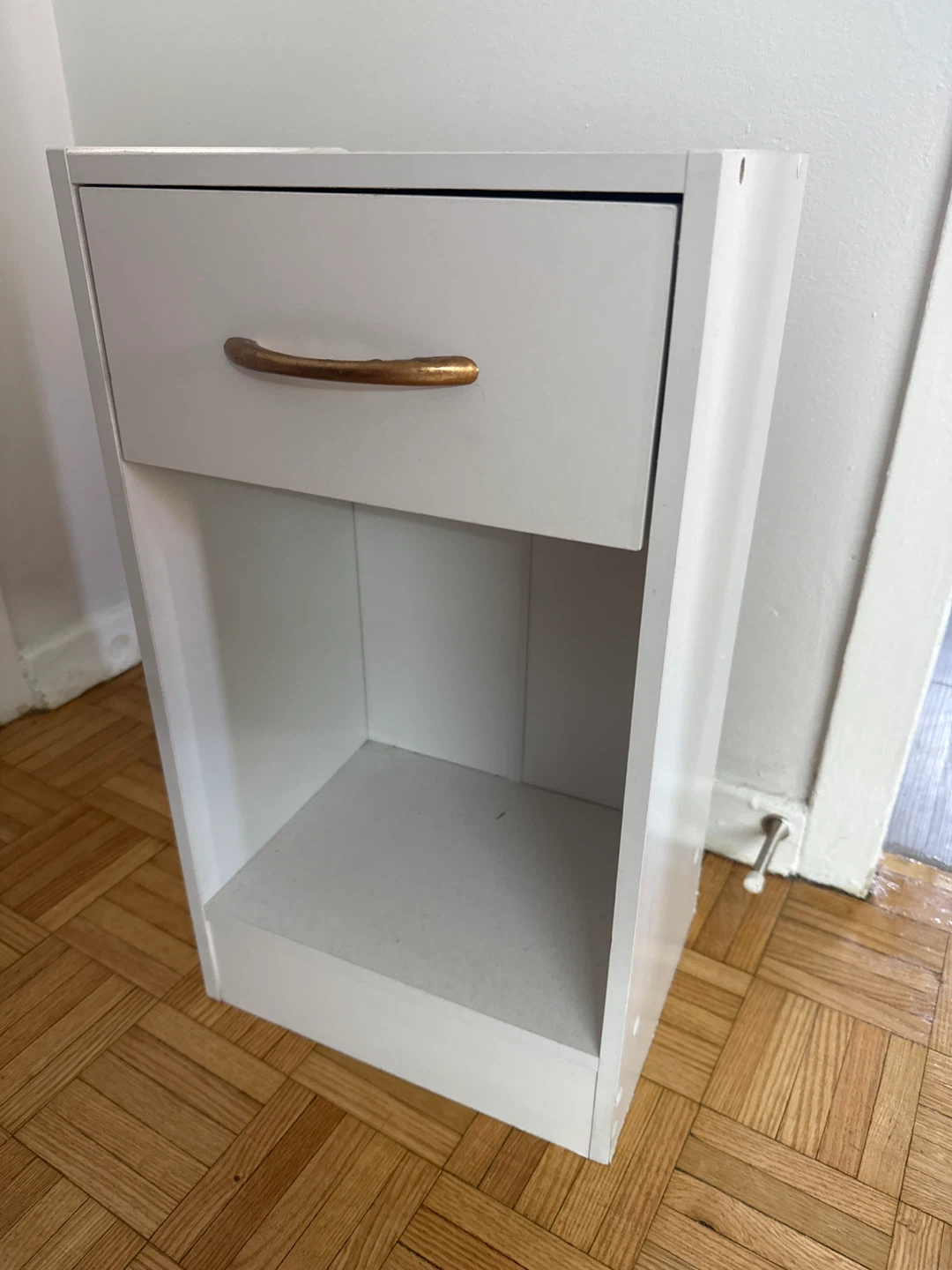 White Nightstand with One Drawer