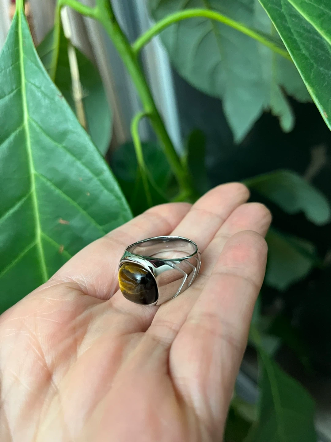 Tiger's Eye Stone Ring stainless steel Size 11