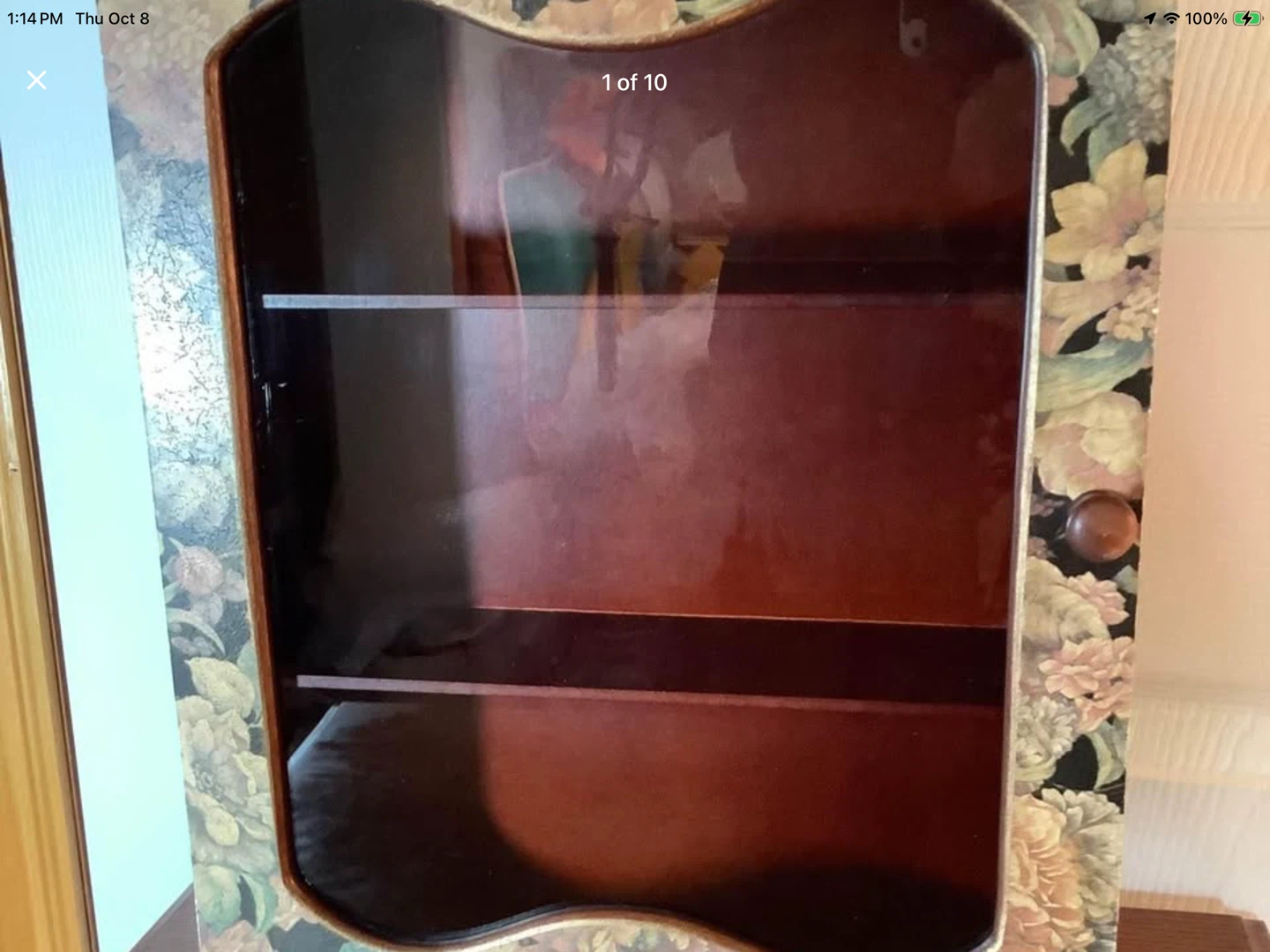 Vt 3 Shelf Wood Wall Canbinet w Floral Design🐞