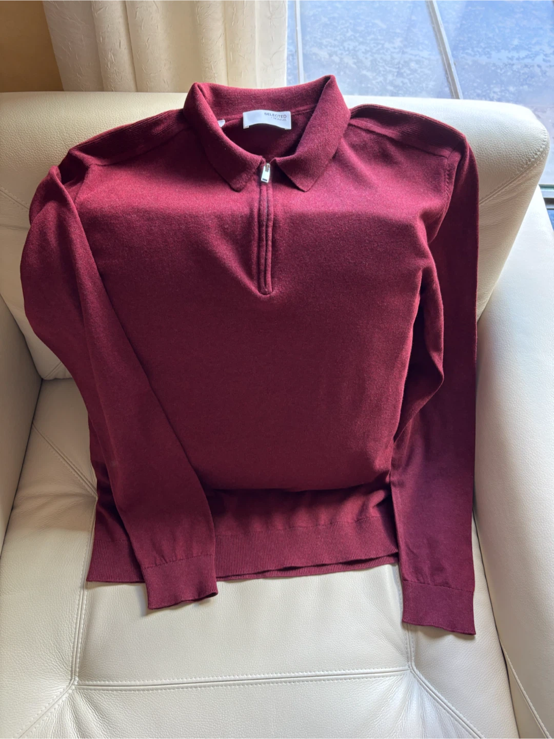 XL burgundy 100% cotton polo half zip Simon’s brand