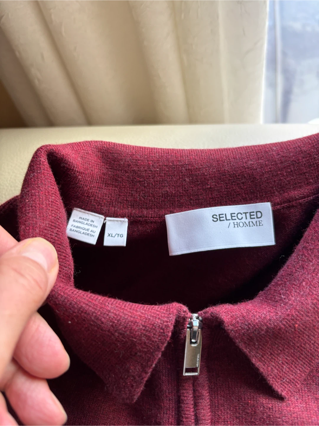 XL burgundy 100% cotton polo half zip Simon’s brand - photo 2