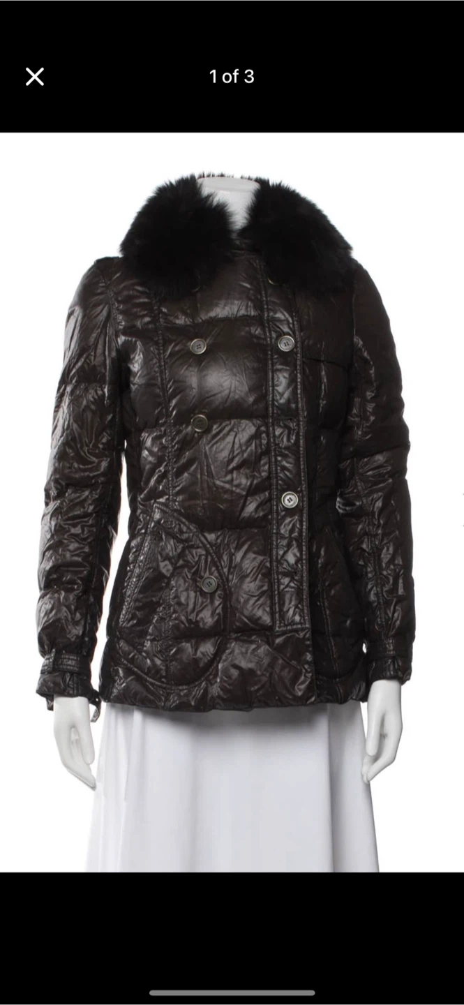 Dark Brown Burberry Quilted Jacket with Fur Collar