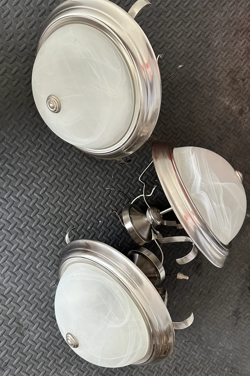 Set of 9 Brushed Nickel Ceiling Flush Mount Lights