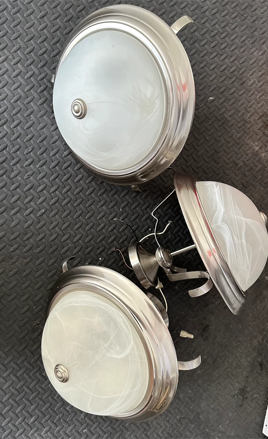 Set of 9 Brushed Nickel Ceiling Flush Mount Lights - photo 2