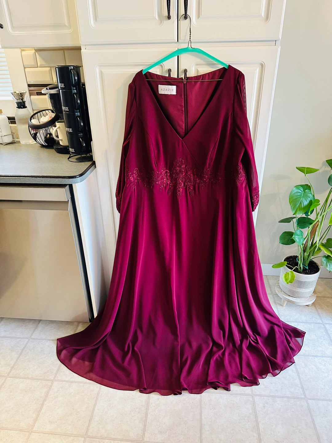 Azazie Burgundy Long Sleeve Dress