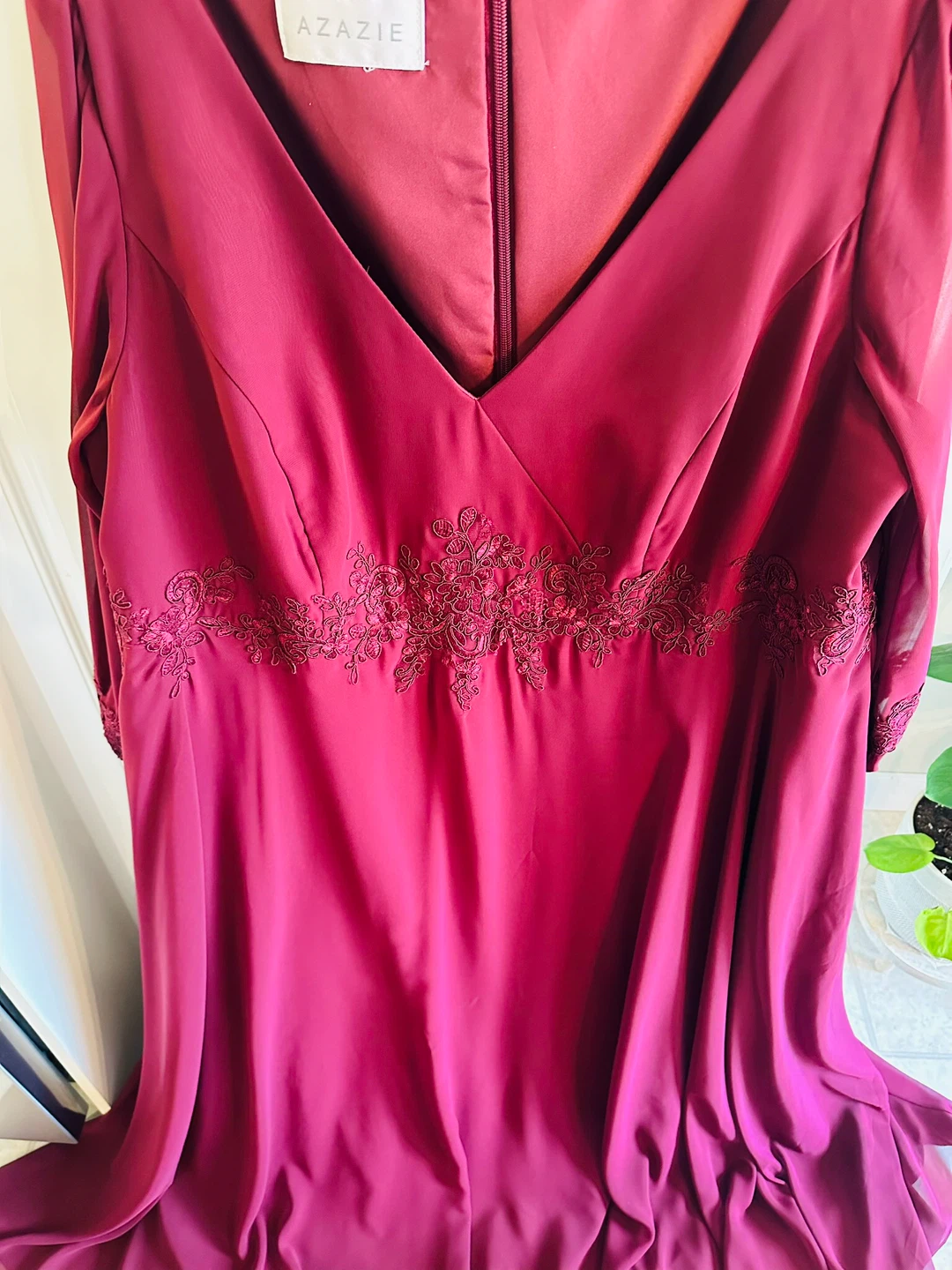Azazie Burgundy Long Sleeve Dress - photo 2